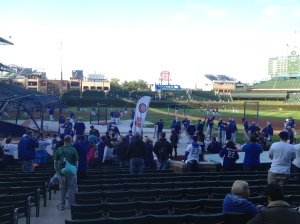Cubs Corral kids watch batting practice at Wrigley Field